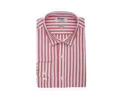 Camisa de algodón y lino a rayas caral y blancas Simonin-Bexley Cheap