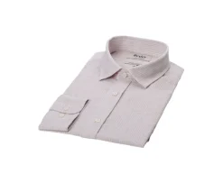 Camisa de algodón y lino Beis y Borde blanco Edibert-Bexley New