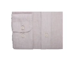 Camisa de algodón y lino Beis y Borde blanco Edibert-Bexley New