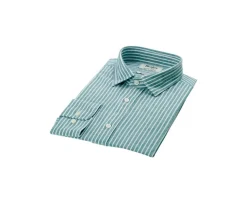 Camisa de algodón y lino Chambray Vert y blanco Edibert-Bexley Cheap
