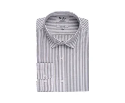 Camisa de algodón y lino con rayas topo y blancas Edibert-Bexley Discount