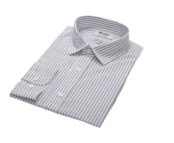 Camisa de algodón y lino con rayas topo y blancas Edibert-Bexley Discount