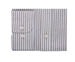 Camisa de algodón y lino con rayas topo y blancas Edibert-Bexley Discount