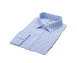 Camisa de algodón y lino con rayas Celeste y blanco Edibert-Bexley Clearance