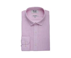 Camisa de algodón y lino Rosa y Borde blanco Edibert-Bexley New