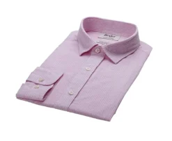 Camisa de algodón y lino Rosa y Borde blanco Edibert-Bexley New