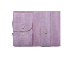 Camisa de algodón y lino Rosa y Borde blanco Edibert-Bexley New