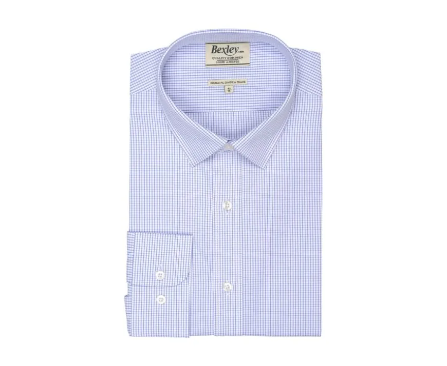 Camisa de cuadros finos Blanco y Azul océano Martin-Bexley Outlet