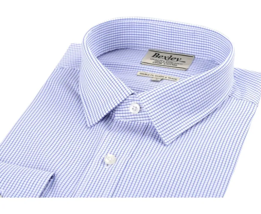 Camisa de cuadros finos Blanco y Azul océano Martin-Bexley Outlet