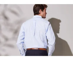 Camisa de finas rayas azules con bolsillo en el pecho Augustin-Bexley Sale