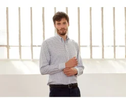 Camisa de franela a cuadros Azul y Verde Lindsay-Bexley Best Sale
