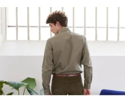 Camisa de franela Alexander Verde - Bolsillo en el pecho Alexander-Bexley Clearance