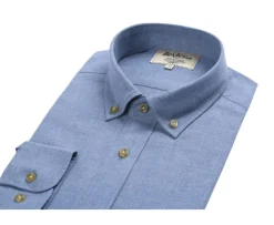 Camisa de franela azul moteado - Bolsillo en el pecho Alexander-Bexley New