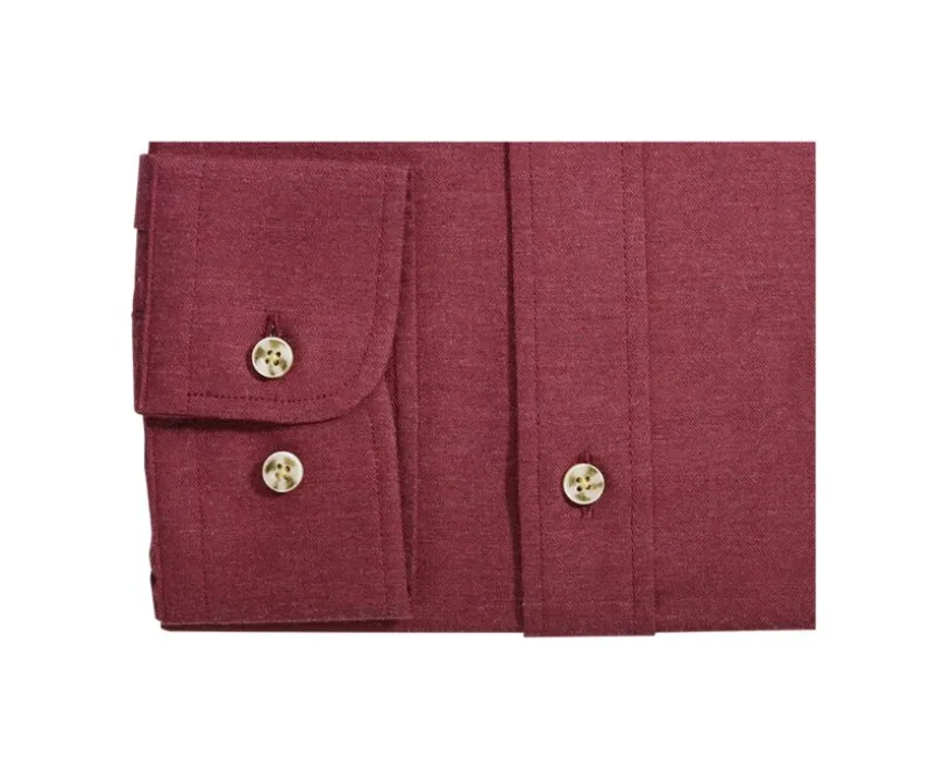 Camisa de franela Burdeos Rojo - Bolsillo en el pecho Alexander-Bexley Shop