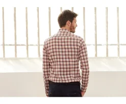 Camisa de franela Rojo y Crudo - Bolsillo en el pecho Alderick-Bexley Shop