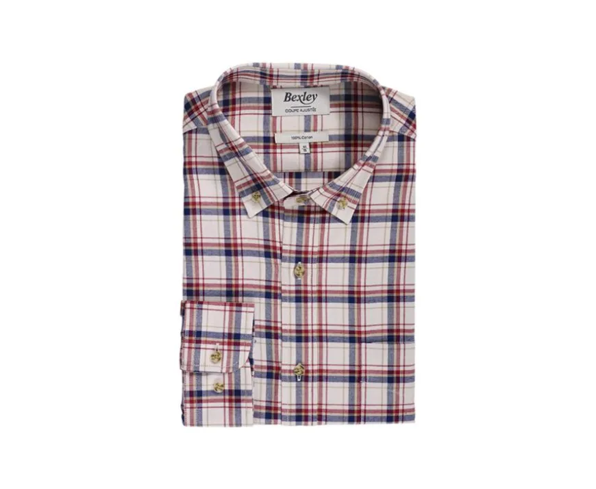 Camisa de franela Rojo y Crudo - Bolsillo en el pecho Alderick-Bexley Shop