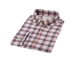 Camisa de franela Rojo y Crudo - Bolsillo en el pecho Alderick-Bexley Shop