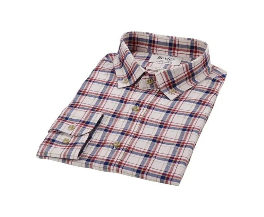 Camisa de franela Rojo y Crudo - Bolsillo en el pecho Alderick-Bexley Shop