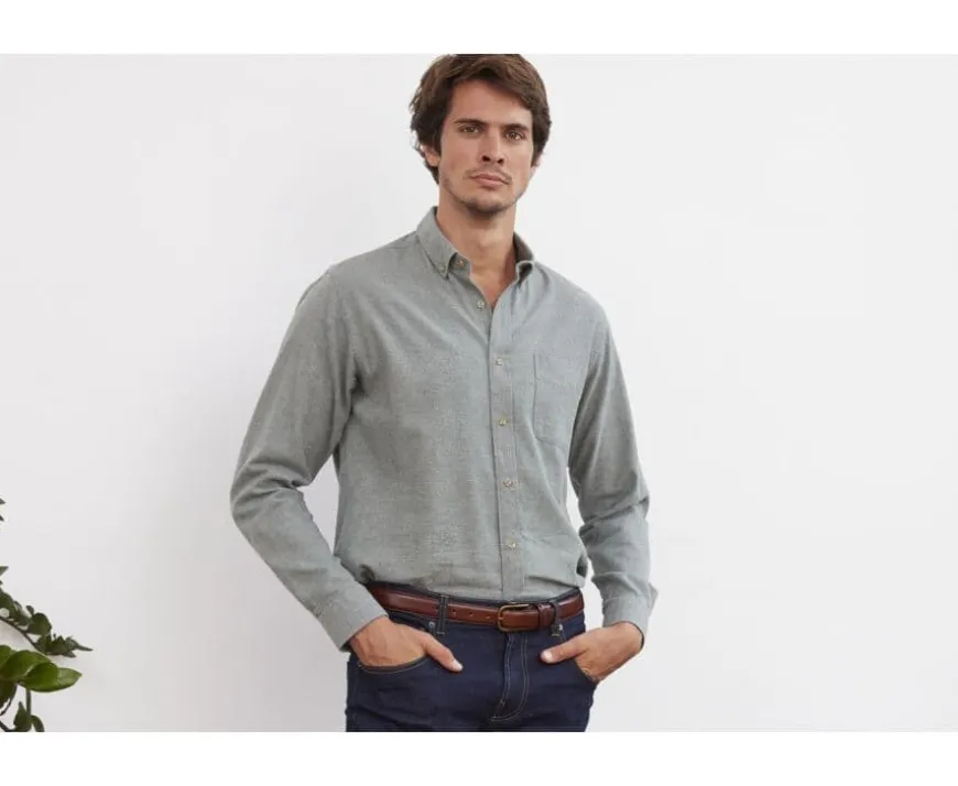 Camisa de franela Verde Tila - Bolsillo en el pecho Alexander-Bexley Best