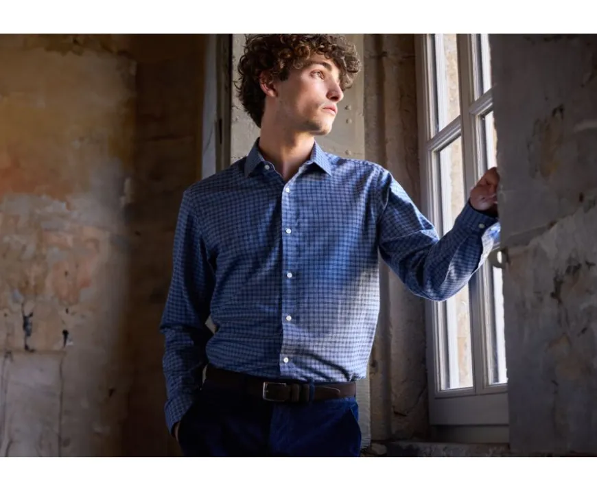 Camisa de gasa de algodón Azul moteado y azul marino Sylvénius-Bexley Cheap