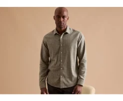 Camisa de gasa de algodón Verde militar y blanco  Ansilien-Bexley Online