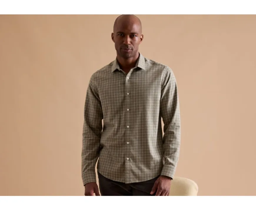 Camisa de gasa de algodón Verde militar y blanco Ansilien-Bexley Online