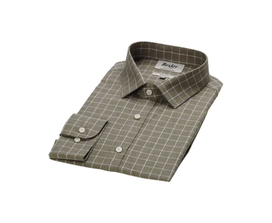 Camisa de gasa de algodón Verde militar y blanco Ansilien-Bexley Online