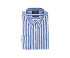 Camisa de lino y algodón Azul océano y Blanco Colten-Bexley Hot