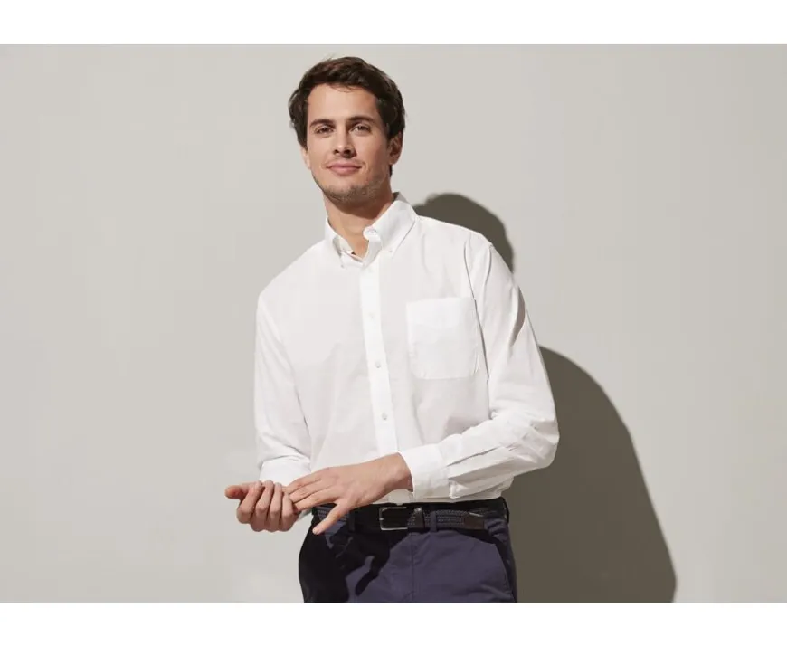 Camisa de lino y algodón blanca - Bolsillo en el pecho Colten-Bexley Best