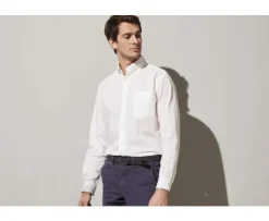 Camisa de lino y algodón blanca - Bolsillo en el pecho Colten-Bexley Best