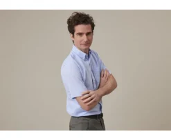 Camisa de lino y algodón Chambray Azul - Bolsillo en el pecho Colten Mc-Bexley Store