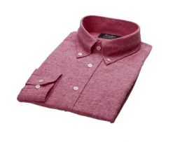 Camisa de lino y algodón Chambray Rojo Colten-Bexley Best Sale