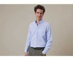 Camisa de lino y algodón Chambray Azul Colten-Bexley Sale