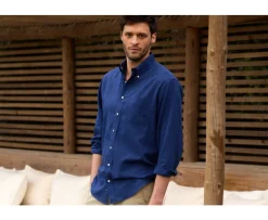 Camisa de lino y algodón Chambray Indigo Colten-Bexley Clearance