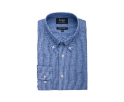 Camisa de lino y algodón Chambray Azul y borde Blanco Colten-Bexley Online