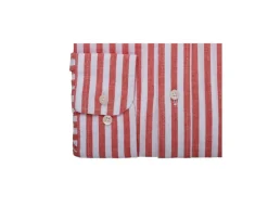Camisa de lino y algodón Coral y Blanco Colten-Bexley Flash Sale