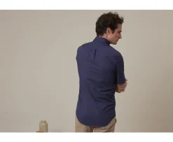 Camisa de lino y algodón Marino - Bolsillo en el pecho Colten Mc-Bexley Cheap