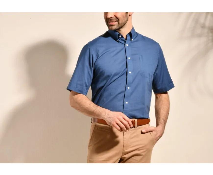 Camisa de lino y algodón índigo - Bolsillo en el pecho Colten Mc-Bexley Online