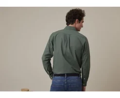 Camisa de lino y algodón Verde oscuro Colten-Bexley Best Sale