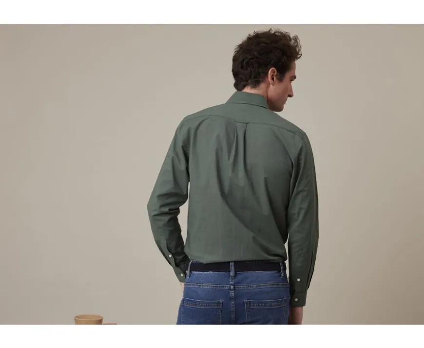 Camisa de lino y algodón Verde oscuro Colten-Bexley Best Sale