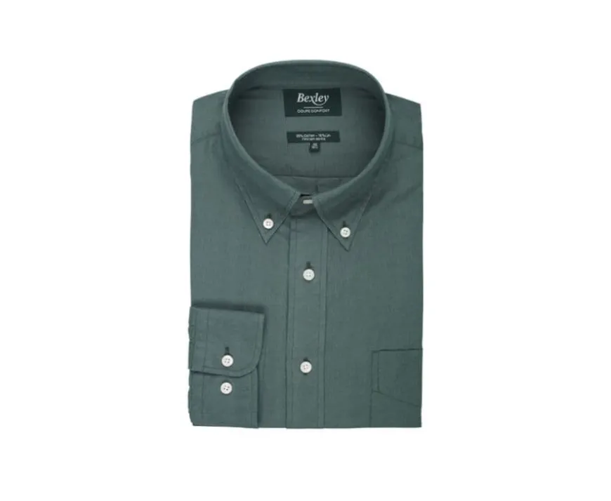 Camisa de lino y algodón Verde oscuro Colten-Bexley Best Sale
