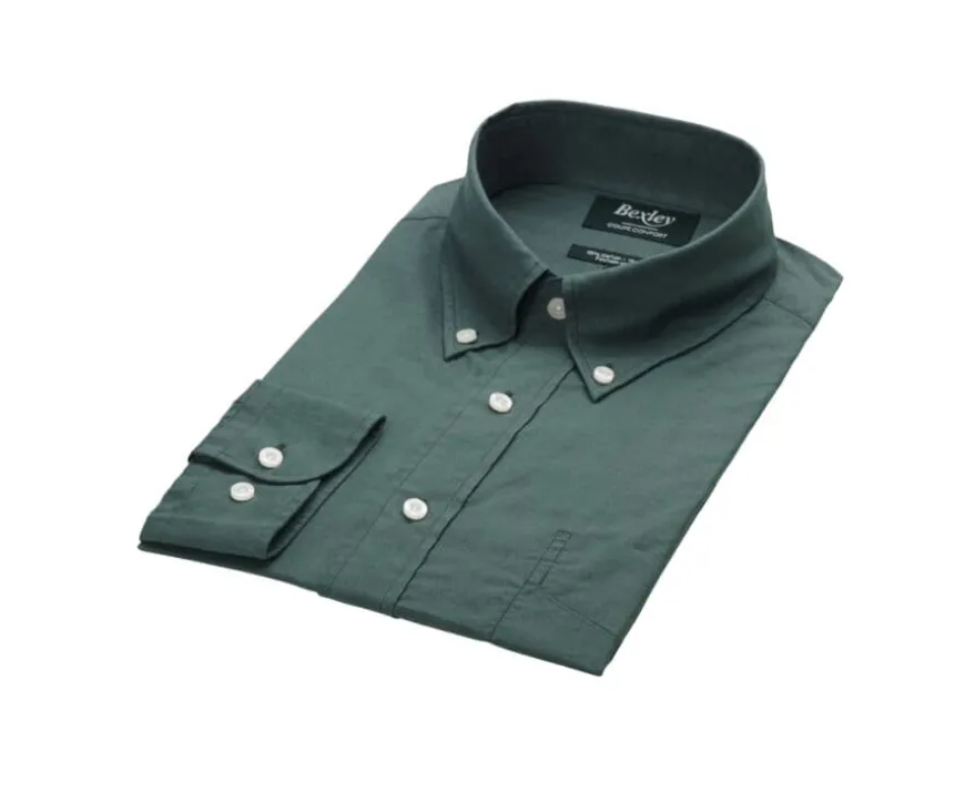 Camisa de lino y algodón Verde oscuro Colten-Bexley Best Sale