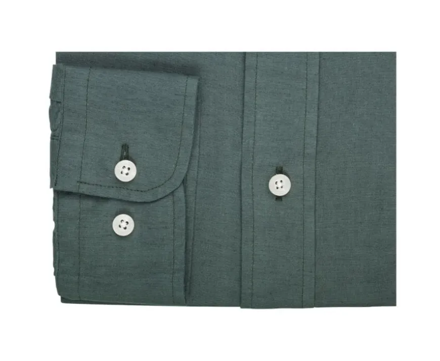 Camisa de lino y algodón Verde oscuro Colten-Bexley Best Sale