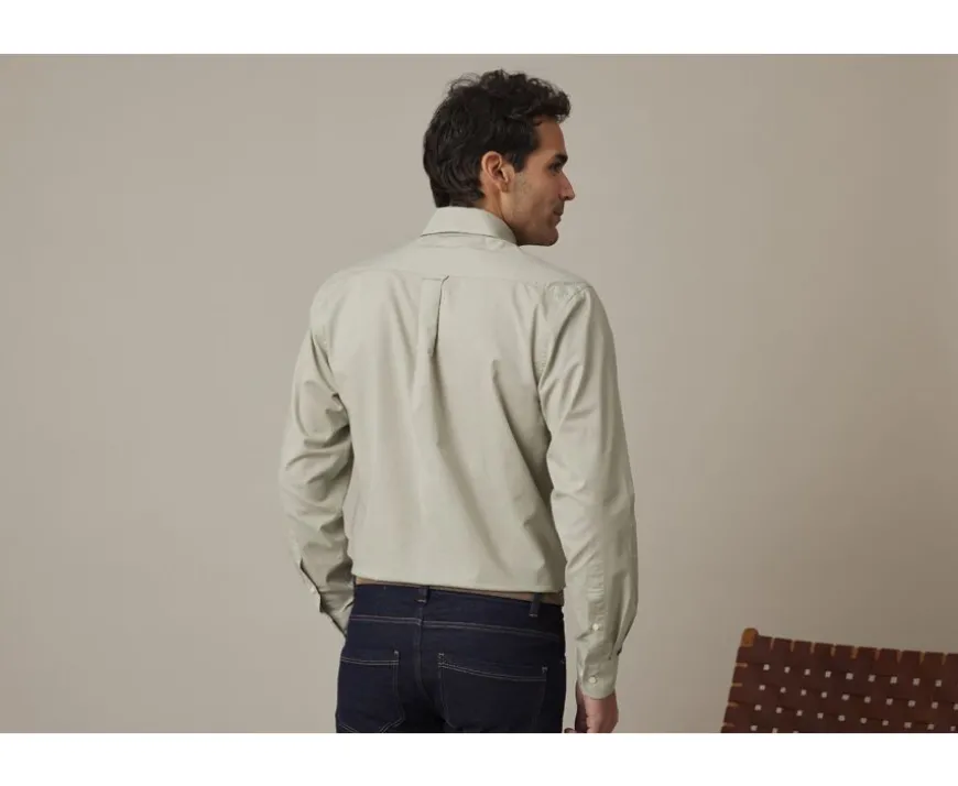 Camisa de lino y algodón Verde tila Colten-Bexley Fashion