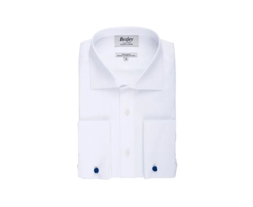 Camisa de oxford de algodón Blanco - Cuello italiano Otello-Bexley Outlet