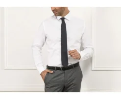 Camisa de popelina de algodón blanca - Cuello italiano Ludovico Classic-Bexley Discount