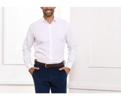 Camisa de popelina de algodón blanca - Cuello francés Louis-Bexley Fashion