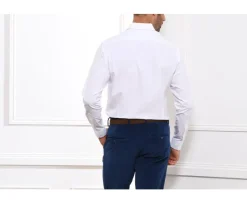 Camisa de popelina de algodón blanca - Cuello francés Louis-Bexley Fashion