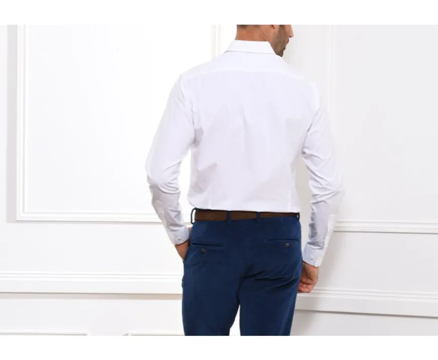 Camisa de popelina de algodón blanca - Cuello francés Louis-Bexley Fashion