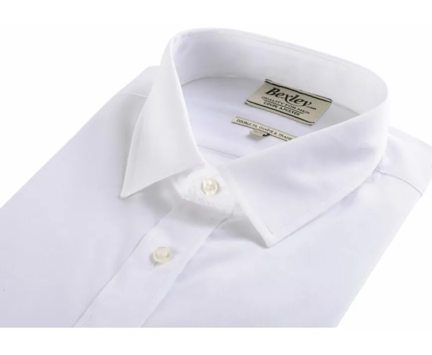 Camisa de popelina de algodón blanca - Cuello francés Louis-Bexley Fashion